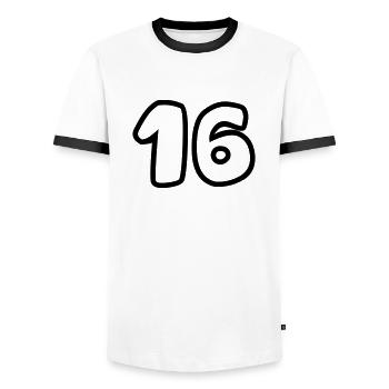 16 - Männer Kontrast-T-Shirt - Weiß/Schwarz - Vorne - AI Model Female 172 light (172cm) & AI Model Male 178 dark (178cm)