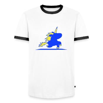 Licorne monte rapide galop mignon silhouette cheval - T-shirt contrasté Homme - blanc/noir - Devant - AI Model Female 172 light (172cm) & AI Model Male 178 dark (178cm)