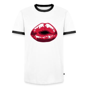 kuessen - Männer Kontrast-T-Shirt - Weiß/Schwarz - Vorne - AI Model Female 172 light (172cm) & AI Model Male 178 dark (178cm)