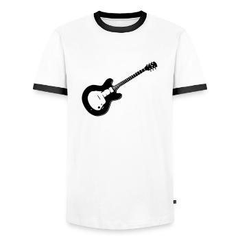 guitar - Men's Ringer Shirt - white/black - Front - AI Model Female 172 light (172cm) & AI Model Male 178 dark (178cm)