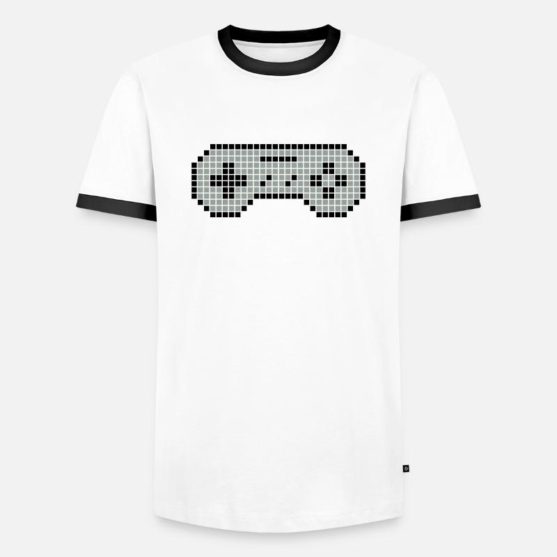 8-Bit Gamepad 02 - Männer Kontrast-T-Shirt - Weiß/Schwarz