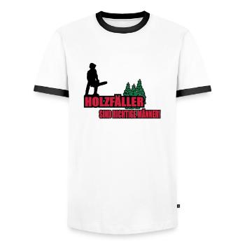 holzfäller - Männer Kontrast-T-Shirt - Weiß/Schwarz - Vorne - AI Model Female 172 light (172cm) & AI Model Male 178 dark (178cm)