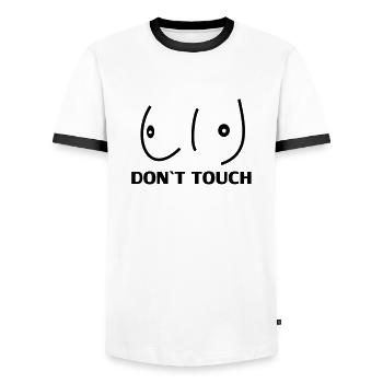 BRÜSTE,BRUST,TITTEN,Busen,boobs,0815 - Männer Kontrast-T-Shirt - Weiß/Schwarz - Vorne - AI Model Female 172 light (172cm) & AI Model Male 178 dark (178cm)