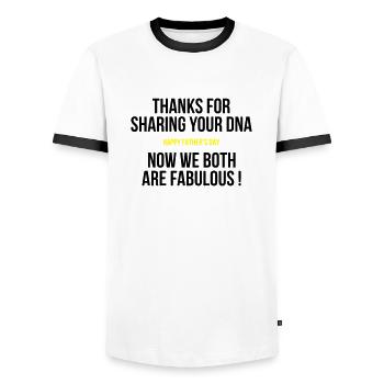 Father's Day - Men's Ringer Shirt - white/black - Front - AI Model Female 172 light (172cm) & AI Model Male 178 dark (178cm)