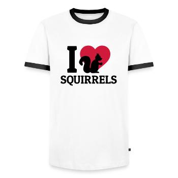 I love Squirrels - T-shirt contrasté Homme - blanc/noir - Devant - AI Model Female 172 light (172cm) & AI Model Male 178 dark (178cm)
