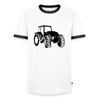 traktor - Men's Ringer Shirt - white/black - Front - AI Model Female 172 light (172cm) & AI Model Male 178 dark (178cm)