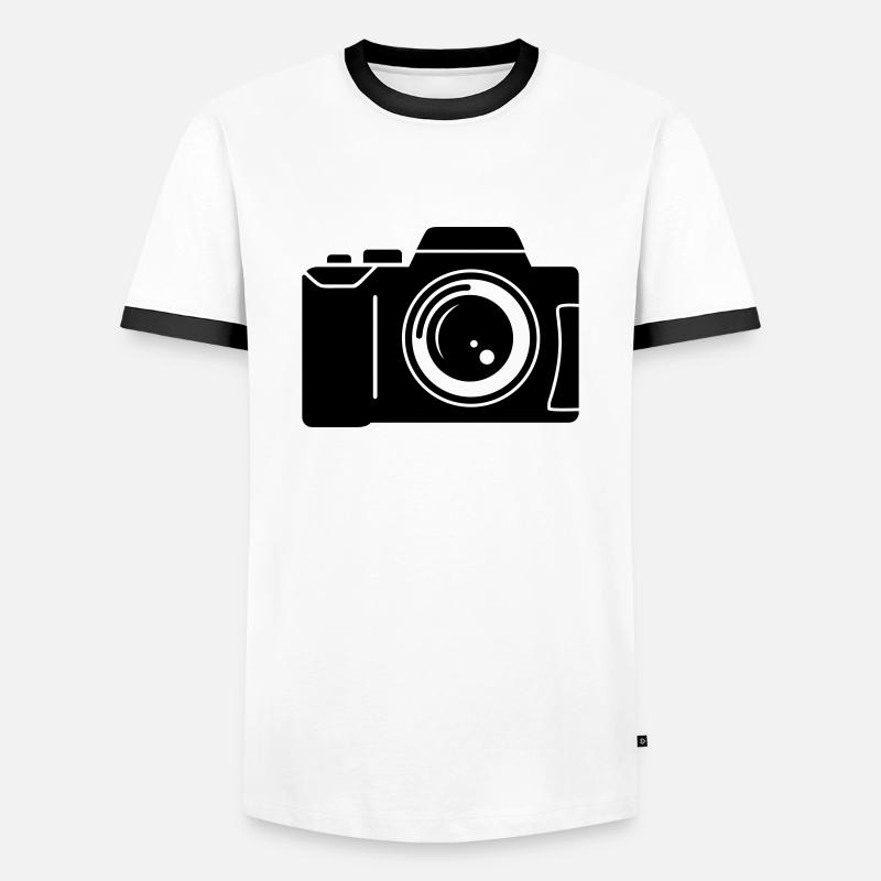 Camera - Men's Ringer Shirt - white/black