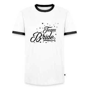 (team_bride_stars) - Männer Kontrast-T-Shirt - Weiß/Schwarz - Vorne - AI Model Female 172 light (172cm) & AI Model Male 178 dark (178cm)