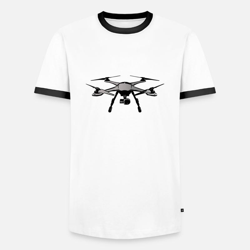 Drone - Männer Kontrast-T-Shirt - Weiß/Schwarz