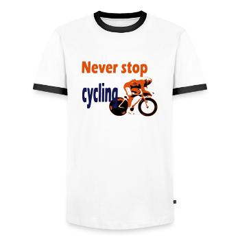 Cycling - Men's Ringer Shirt - white/black - Front - AI Model Female 172 light (172cm) & AI Model Male 178 dark (178cm)
