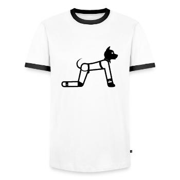 Puppy Human Pupplay Fetisch Strichmännchen - Männer Kontrast-T-Shirt - Weiß/Schwarz - Vorne - AI Model Female 172 light (172cm) & AI Model Male 178 dark (178cm)