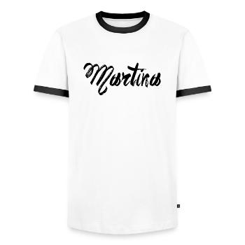 Martina - Männer Kontrast-T-Shirt - Weiß/Schwarz - Vorne - AI Model Female 172 light (172cm) & AI Model Male 178 dark (178cm)