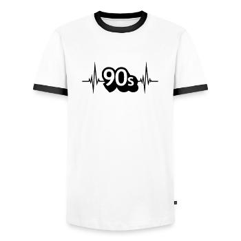 Puls 90s Kid - Männer Kontrast-T-Shirt - Weiß/Schwarz - Vorne - AI Model Female 172 light (172cm) & AI Model Male 178 dark (178cm)