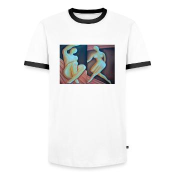 Adam et Ève - T-shirt contrasté Homme - blanc/noir - Devant - AI Model Female 172 light (172cm) & AI Model Male 178 dark (178cm)