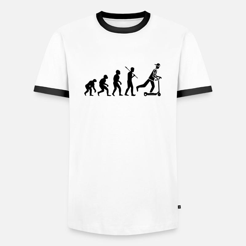 E-Scooter E-Roller Scooter - Männer Kontrast-T-Shirt - Weiß/Schwarz