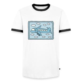 Flugzeug Design - Männer Kontrast-T-Shirt - Weiß/Schwarz - Vorne - AI Model Female 172 light (172cm) & AI Model Male 178 dark (178cm)