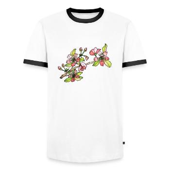 Flowers - Men's Ringer Shirt - white/black - Front - AI Model Female 172 light (172cm) & AI Model Male 178 dark (178cm)