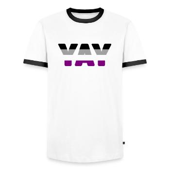 YAY asexuell - Männer Kontrast-T-Shirt - Weiß/Schwarz - Vorne - AI Model Female 172 light (172cm) & AI Model Male 178 dark (178cm)