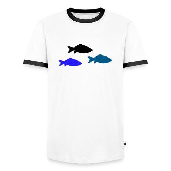 Pisces - Men's Ringer Shirt - white/black - Front - AI Model Female 172 light (172cm) & AI Model Male 178 dark (178cm)