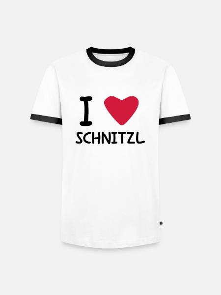 I love Schnitzl - Männer Kontrast-T-Shirt - Weiß/Schwarz