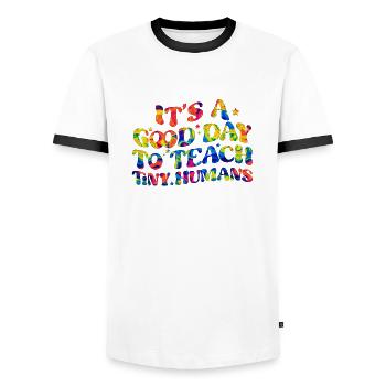 Teacher school elementary school education teacher degree - Men's Ringer Shirt - white/black - Front - AI Model Female 172 light (172cm) & AI Model Male 178 dark (178cm)