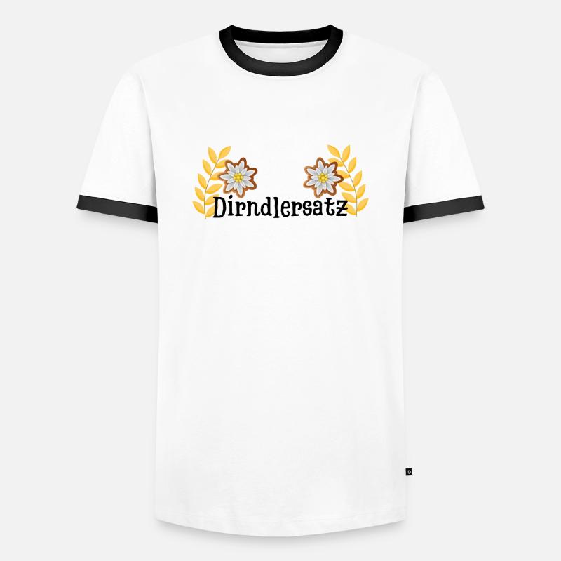 Dirndlersatz - Männer Kontrast-T-Shirt - Weiß/Schwarz