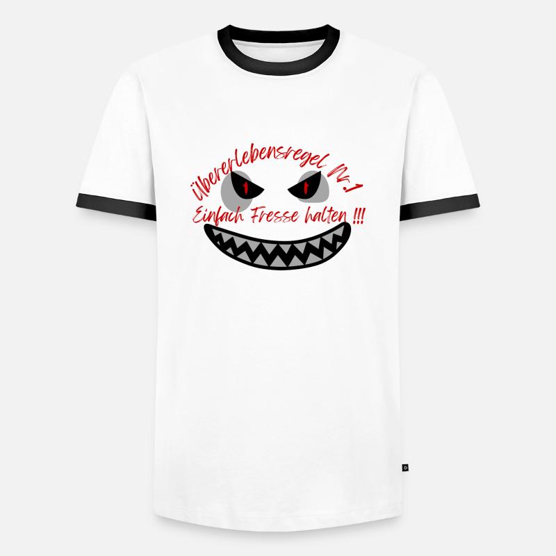"Überlebensregel Nr 1" Design Subtil - Männer Kontrast-T-Shirt - Weiß/Schwarz