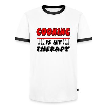 Cook - Men's Ringer Shirt - white/black - Front - AI Model Female 172 light (172cm) & AI Model Male 178 dark (178cm)