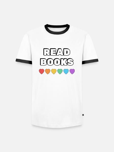 Read Books Rainbow Hearts - Men's Ringer Shirt - white/black