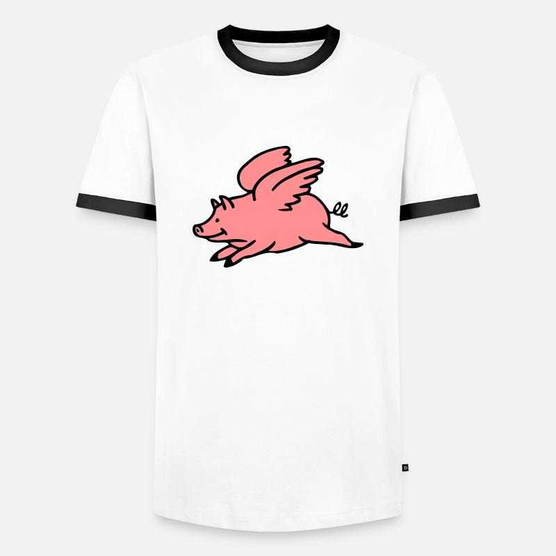 Flying Pig - Men's Ringer Shirt - white/black