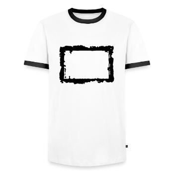 frame_4_vec_1 de - Männer Kontrast-T-Shirt - Weiß/Schwarz - Vorne - AI Model Female 172 light (172cm) & AI Model Male 178 dark (178cm)