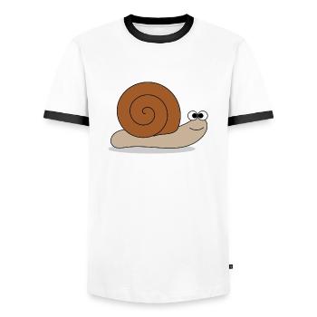 Brown snail - Men's Ringer Shirt - white/black - Front - AI Model Female 172 light (172cm) & AI Model Male 178 dark (178cm)