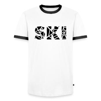 ski - Männer Kontrast-T-Shirt - Weiß/Schwarz - Vorne - AI Model Female 172 light (172cm) & AI Model Male 178 dark (178cm)