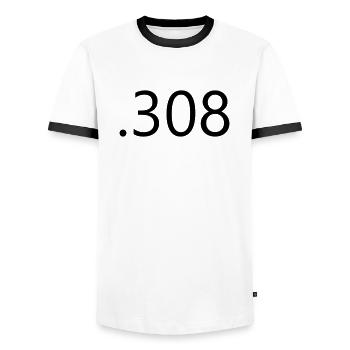 .308 - Men's Ringer Shirt - white/black - Front - AI Model Female 172 light (172cm) & AI Model Male 178 dark (178cm)