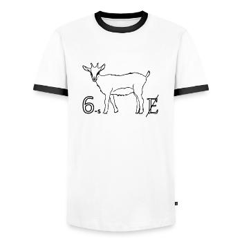 6zig - Männer Kontrast-T-Shirt - Weiß/Schwarz - Vorne - AI Model Female 172 light (172cm) & AI Model Male 178 dark (178cm)