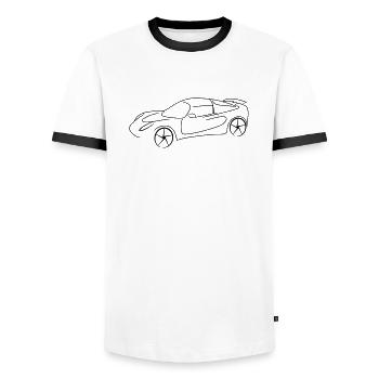 Sportwagen Rennen Tribal - Männer Kontrast-T-Shirt - Weiß/Schwarz - Vorne - AI Model Female 172 light (172cm) & AI Model Male 178 dark (178cm)