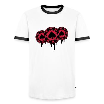 poker_chips_gr2 - T-shirt contrasté Homme - blanc/noir - Devant - AI Model Female 172 light (172cm) & AI Model Male 178 dark (178cm)