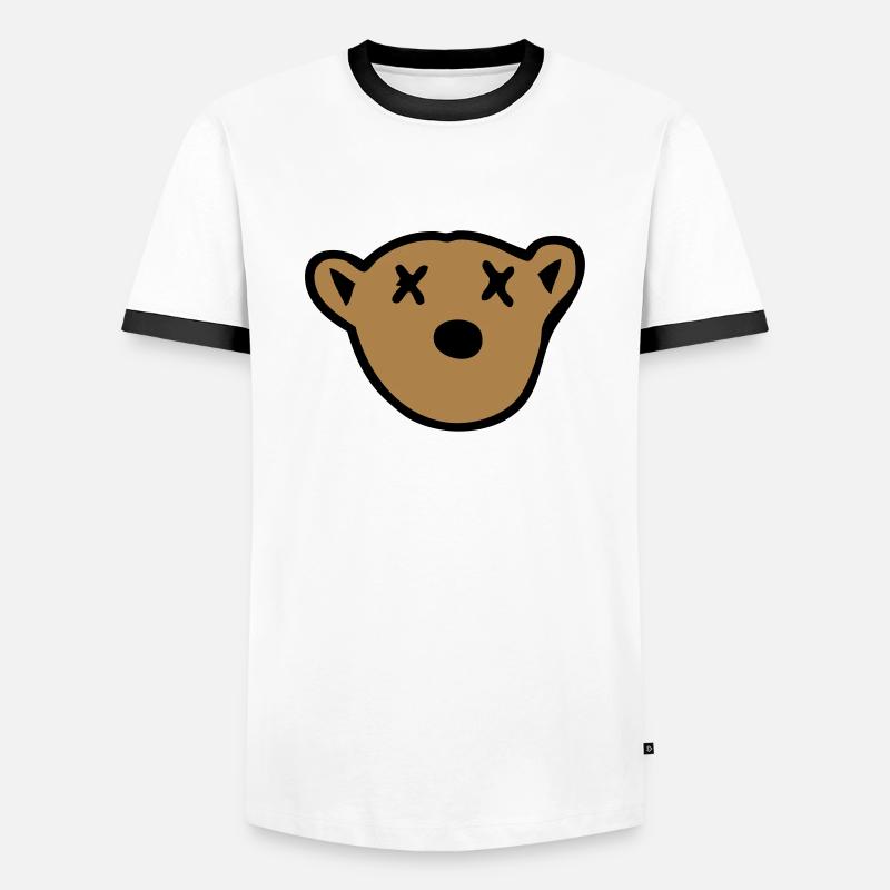 bear face - Men's Ringer Shirt - white/black