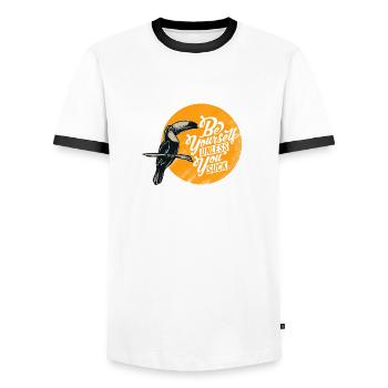 sei du selbst - Männer Kontrast-T-Shirt - Weiß/Schwarz - Vorne - AI Model Female 172 light (172cm) & AI Model Male 178 dark (178cm)
