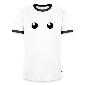 Sweet eyes - Men's Ringer Shirt - white/black - Front - AI Model Female 172 light (172cm) & AI Model Male 178 dark (178cm)