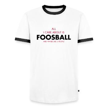 all i care about is foosball - Men's Ringer Shirt - white/black - Front - AI Model Female 172 light (172cm) & AI Model Male 178 dark (178cm)