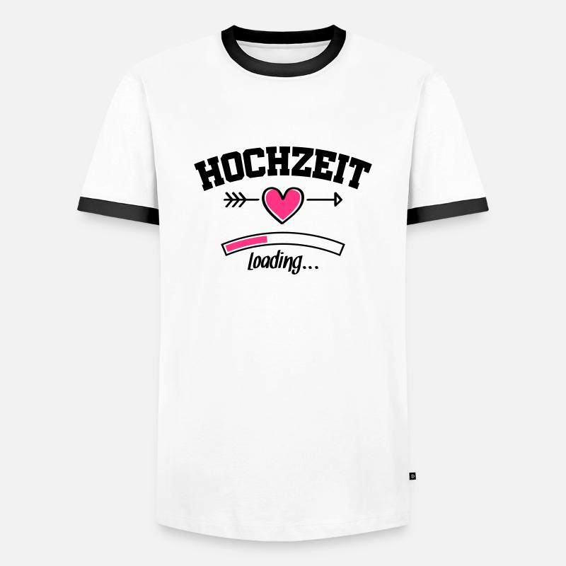 hochzeit loading herz - Männer Kontrast-T-Shirt - Weiß/Schwarz