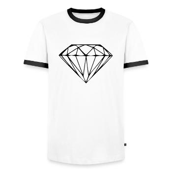 diamond - Men's Ringer Shirt - white/black - Front - AI Model Female 172 light (172cm) & AI Model Male 178 dark (178cm)