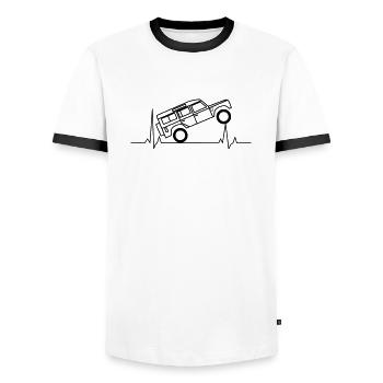Defender EKG Herzschlag Offroad - Männer Kontrast-T-Shirt - Weiß/Schwarz - Vorne - AI Model Female 172 light (172cm) & AI Model Male 178 dark (178cm)