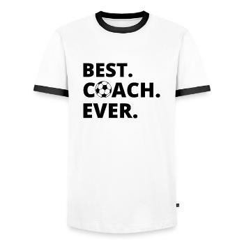 BEST COACH EVER - Men's Ringer Shirt - white/black - Front - AI Model Female 172 light (172cm) & AI Model Male 178 dark (178cm)