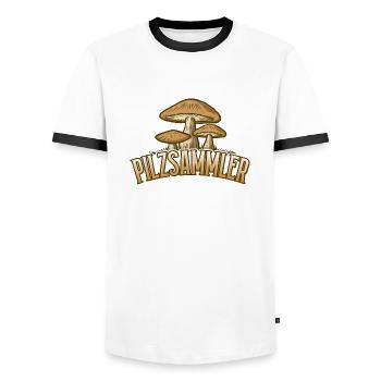 Pilze Pilzsammler Waldpilze Geschenk - Männer Kontrast-T-Shirt - Weiß/Schwarz - Vorne - AI Model Female 172 light (172cm) & AI Model Male 178 dark (178cm)