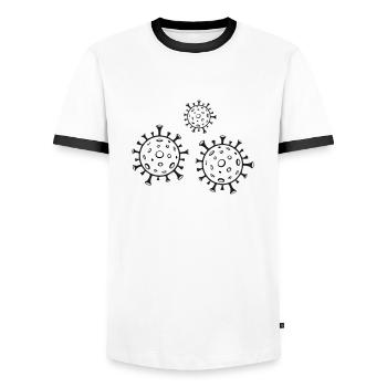 le virus - T-shirt contrasté Homme - blanc/noir - Devant - AI Model Female 172 light (172cm) & AI Model Male 178 dark (178cm)