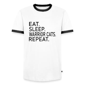 Cat Katze - Men's Ringer Shirt - white/black - Front - AI Model Female 172 light (172cm) & AI Model Male 178 dark (178cm)