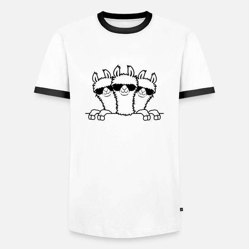 Hinter Mauer Lamas Freunde - Männer Kontrast-T-Shirt - Weiß/Schwarz