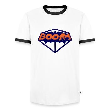 Super boom - Männer Kontrast-T-Shirt - Weiß/Schwarz - Vorne - AI Model Female 172 light (172cm) & AI Model Male 178 dark (178cm)